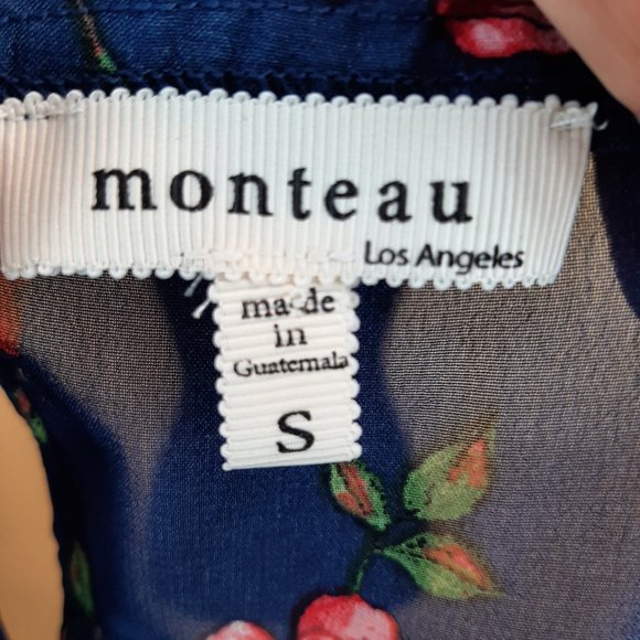 EUC!!! Gorgeous Monteau Navy & Rose Halter Tank - Picture 7 of 8